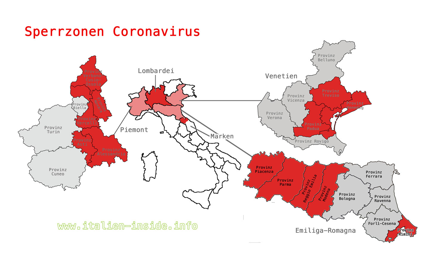 Gebiete Italien Karte