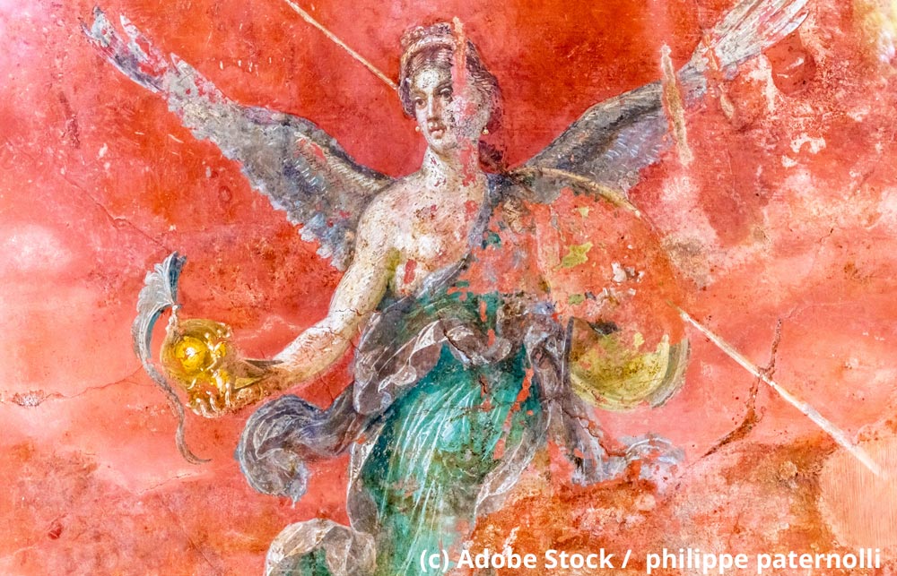 Pompeji-Fresko-Rot Farbiges-Fresko-Rot-Pompeji