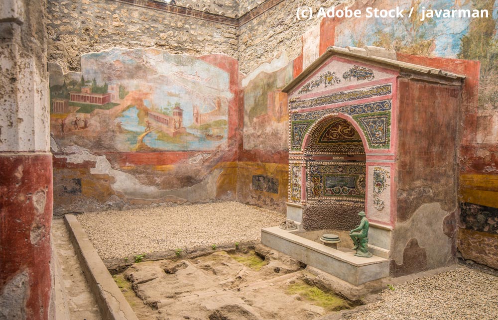 Pompeii-Haus-des-kleinen-Brunnens Pompeji-Haus-des-kleinen-Brunnens-mit-Mosaiken-und-Fresken