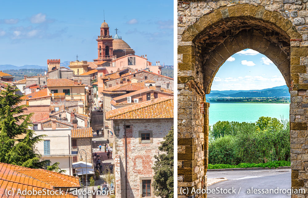 Castiglione-del-Lago Castiglione-del-Lago-Altstadt-und-Seeblick