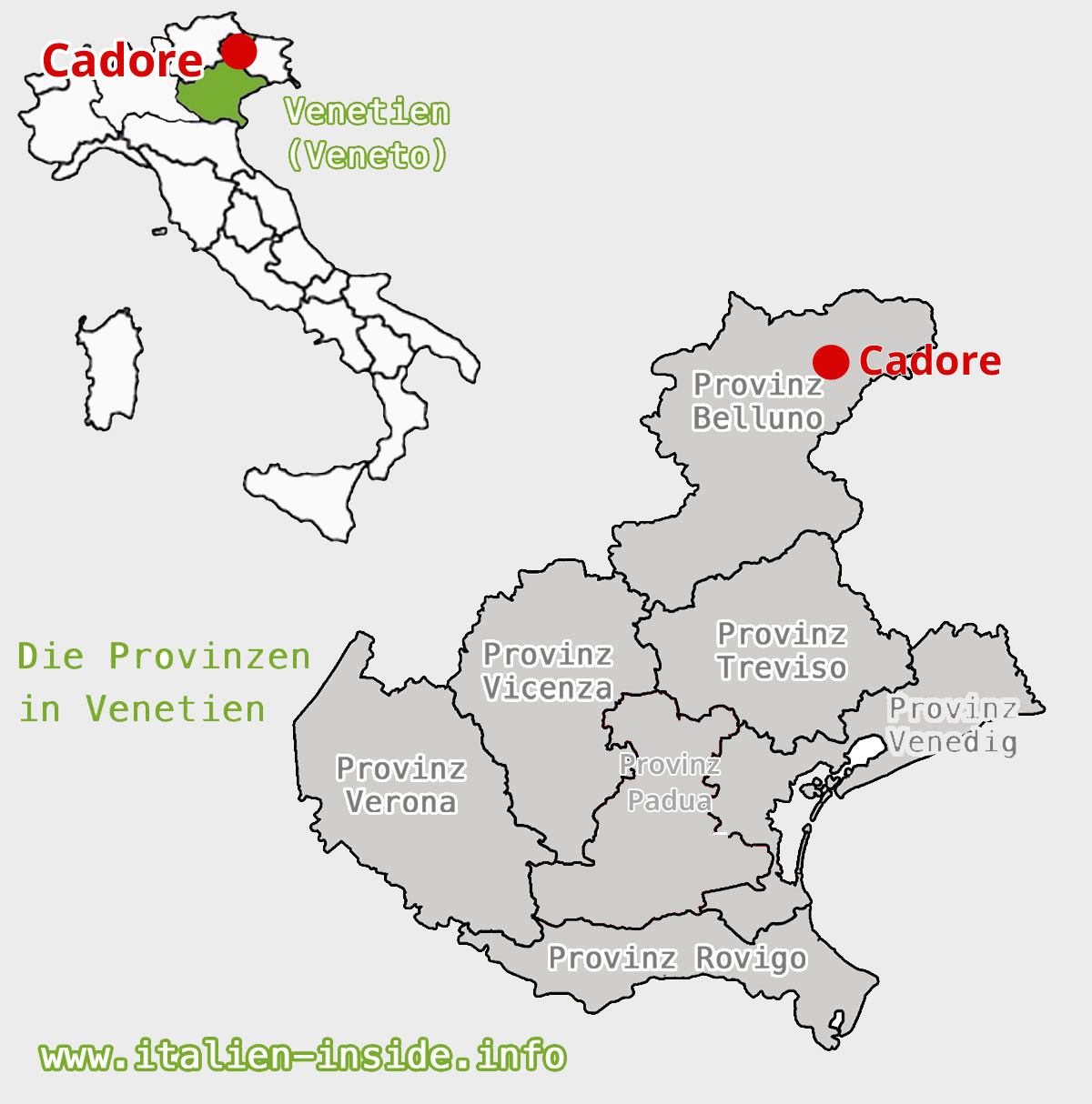 Cadore-Lage-Karte Cadore-Lage-Karte