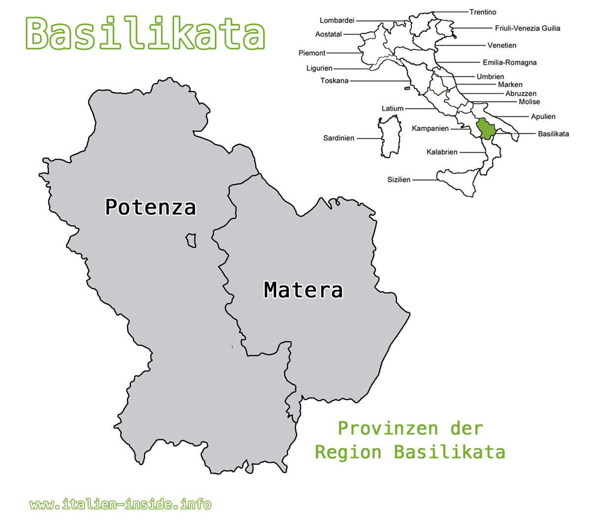 Karte-Basilikata-Provinzen Karte-Basilikata-Provinzen
