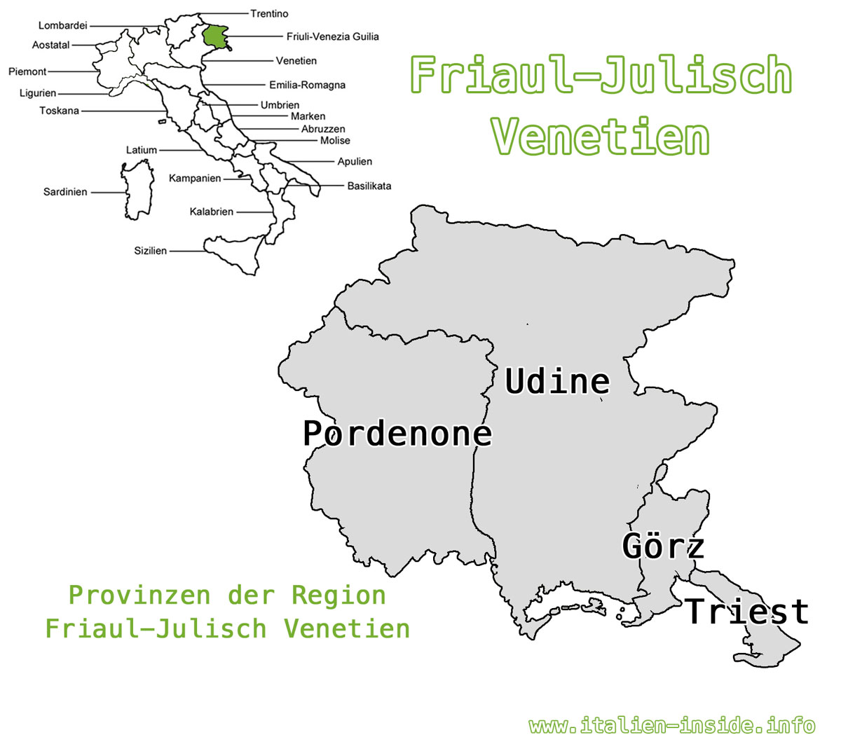 Karte-Friaul-Julisch-Venetien-Provinzen