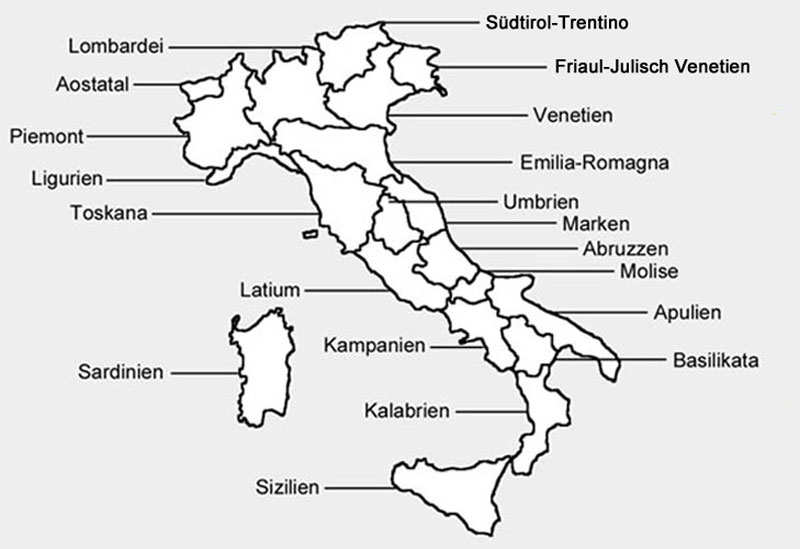 Regionen Italien Www Italien Inside Info