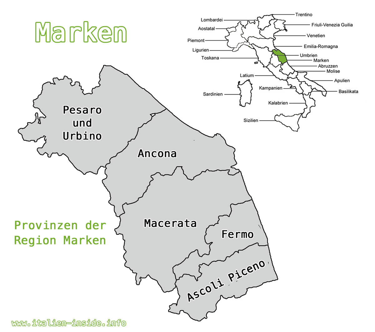 Karte Region Marken in Italien | www.italien-inside.info