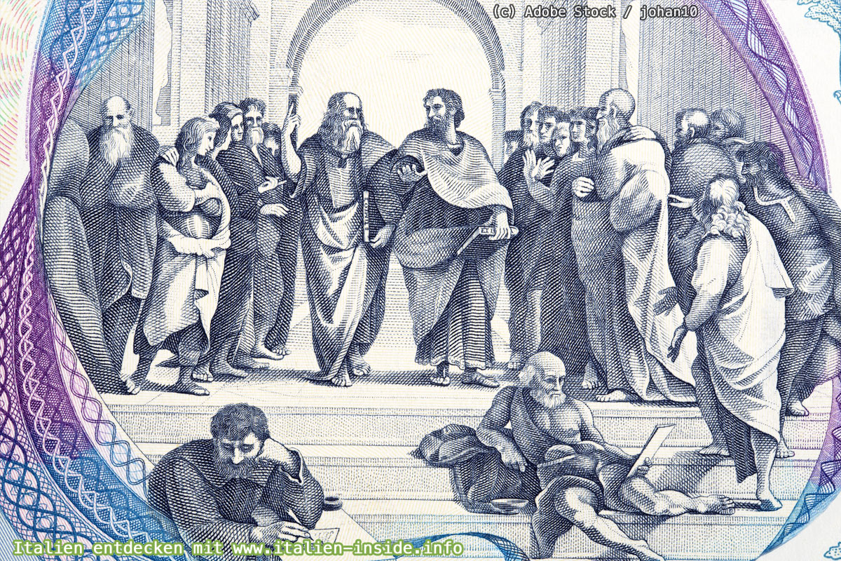 Raffael-Schule-von-Athen Raffael-Schule-von-Athen-auf-Geldschein